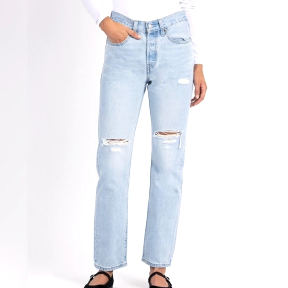 Levi's 501 Ripped High Waist Straight Leg Jeans NWT SZ 27